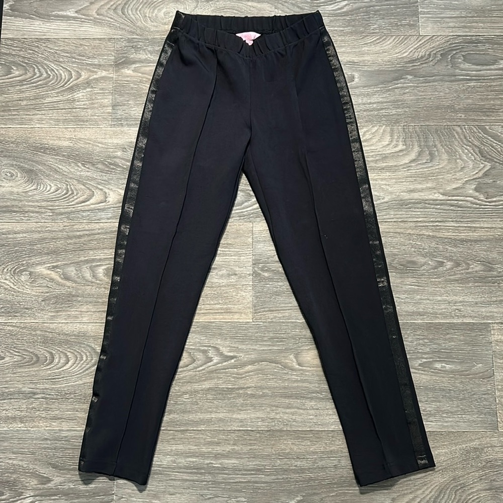 Lilly Pulitzer Medium Ankle Cropped Tuxedo Pants Black Stretch Preppy Holidays